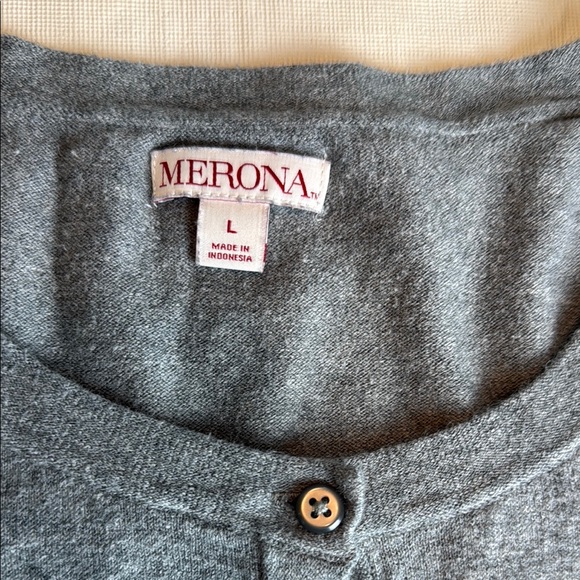 Medina Women's Grey Crewneck Button-Up Cardigan Sweater Size L - Picture 7 of 11